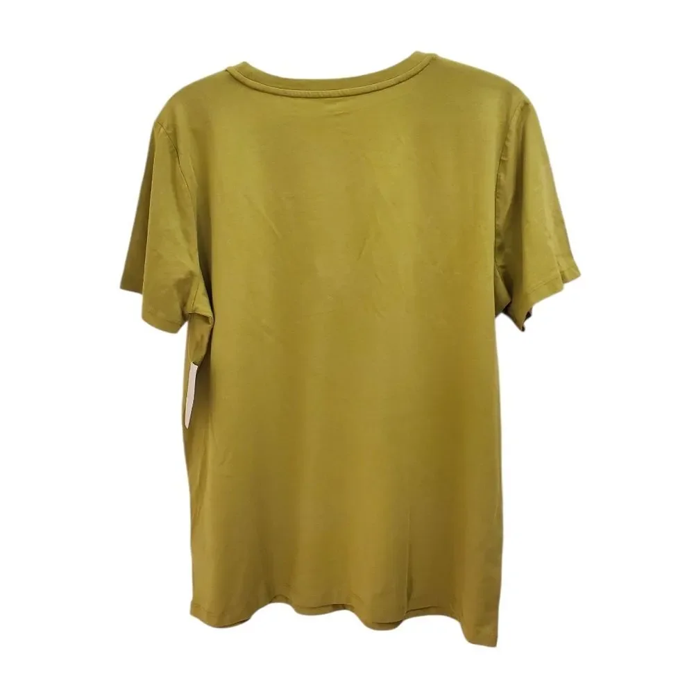 Michael Kors Women Olive Green Studded Logo T Shirt Size Large Cotton Blend